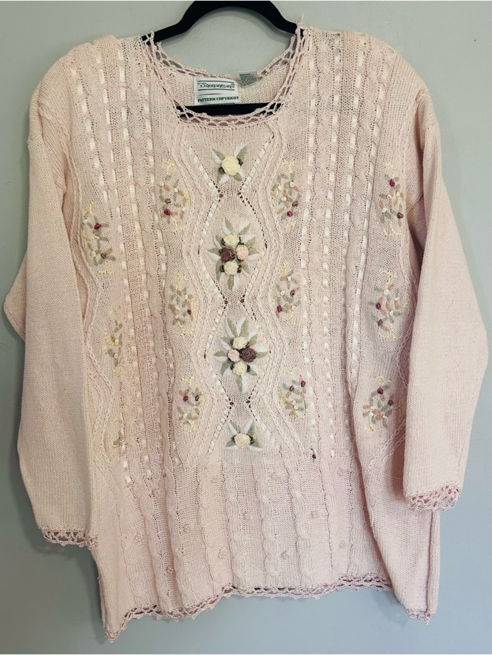 Vtg Shenanigans Cottagecore Floral Sweater M Pink Coquette Anthropologie Style - Picture 2 of 10